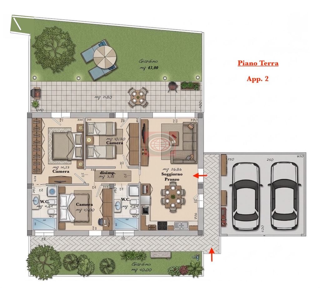 CERVIA - zona PINARELLA (AM116a2): NUOVO appartamento quadrilocale con INGRESSO INDIPENDENTE - GIARDINO PRIVATO - 2 POSTI AUTO