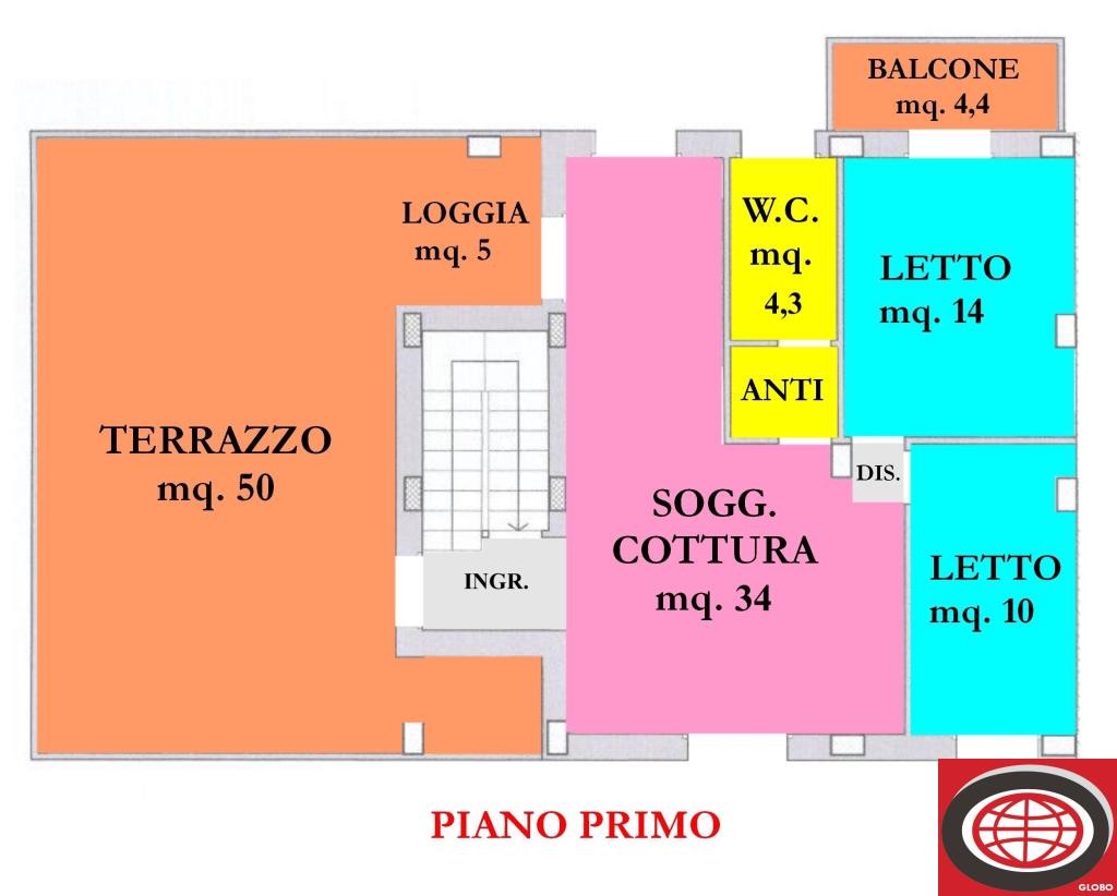 Attico con ingresso indipendente.