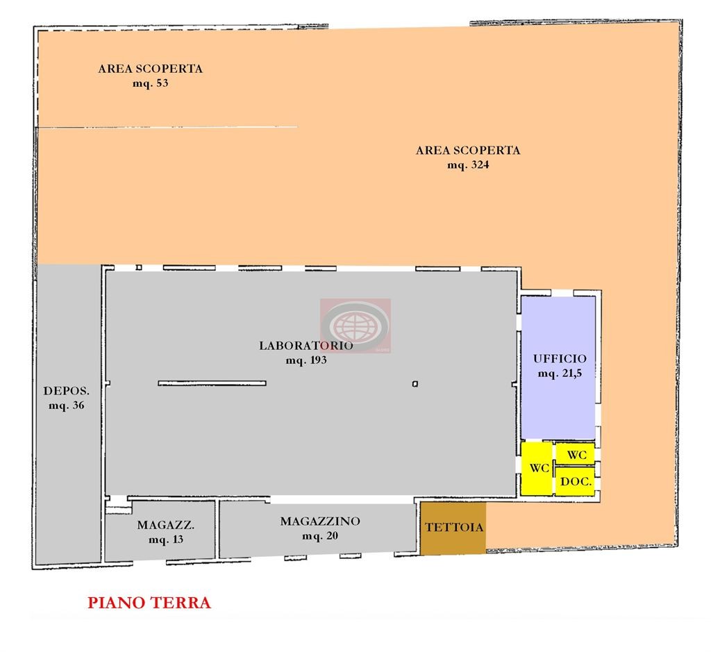 CESENA lato Gambettola: capannone artigianale ( con magazzini, ufficio, bagno ) su lotto di oltre 2.400 mq. ( tra corte e terreno agricolo )
