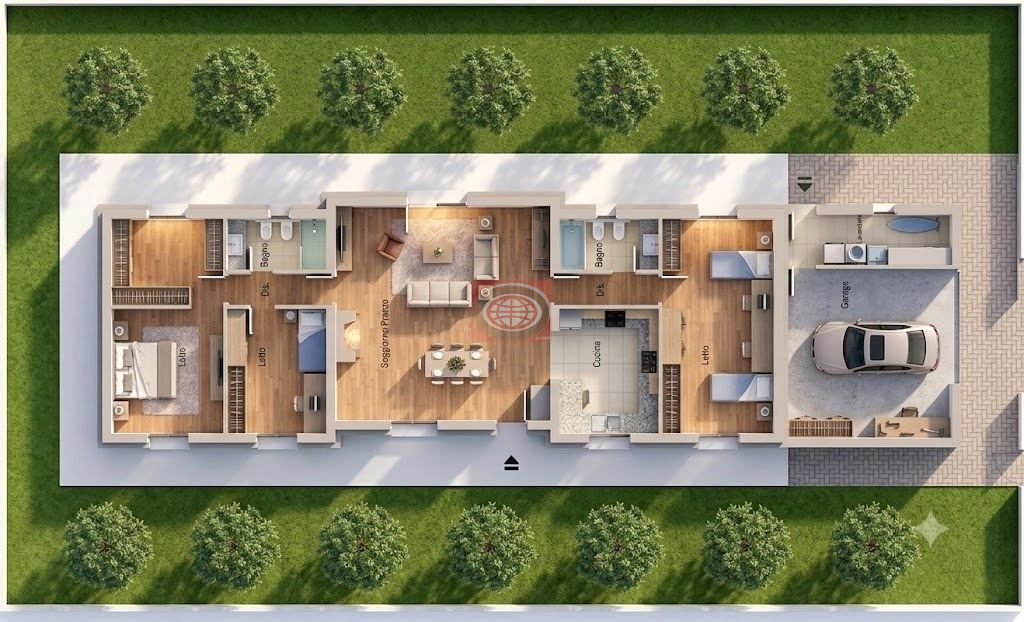 Casa singola di prossima costruzione disposta su unico piano