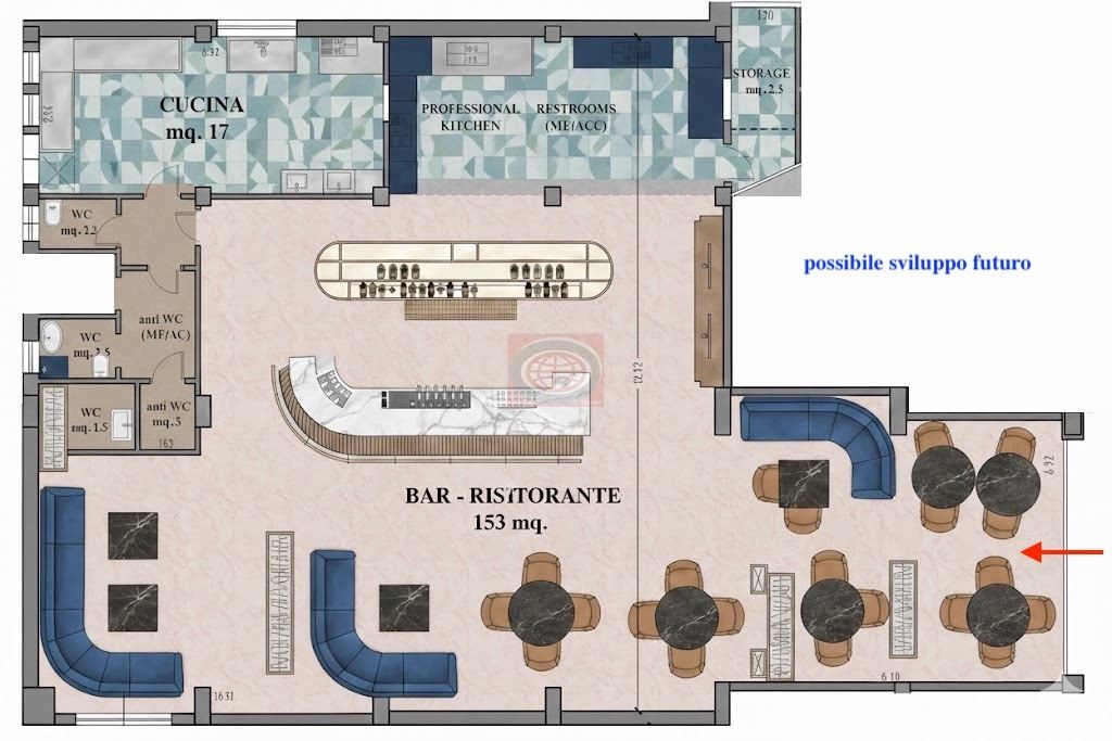 CESENATICO ( Levante ) VIALE CARDUCCI: affittasi locale BAR-RISTORANTE di 193 mq. calpestabili