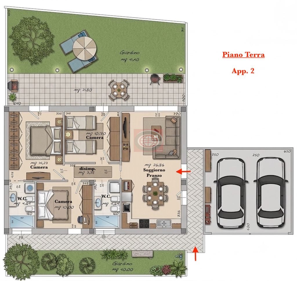 CERVIA - zona PINARELLA (AM116a2): NUOVO appartamento quadrilocale con INGRESSO INDIPENDENTE - GIARDINO PRIVATO - 2 POSTI AUTO