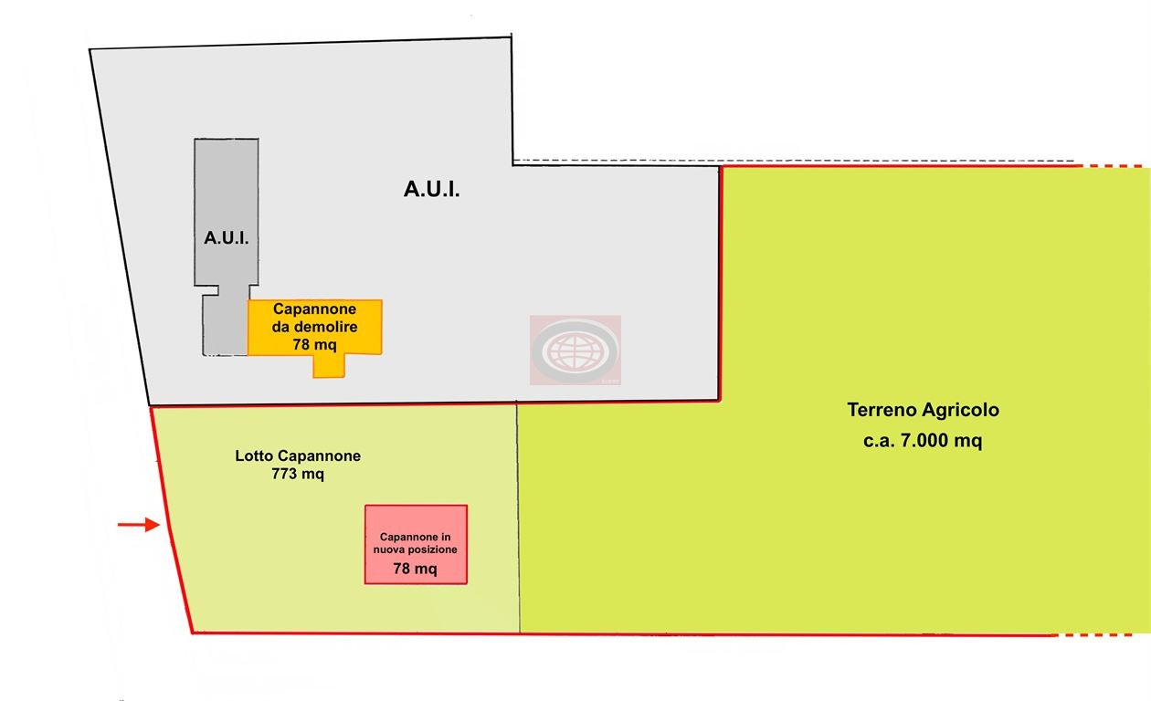 BORELLA di Cesenatico (CAPM4): vendesi Cubatura di capannone artigianale con annesso terreno agricolo