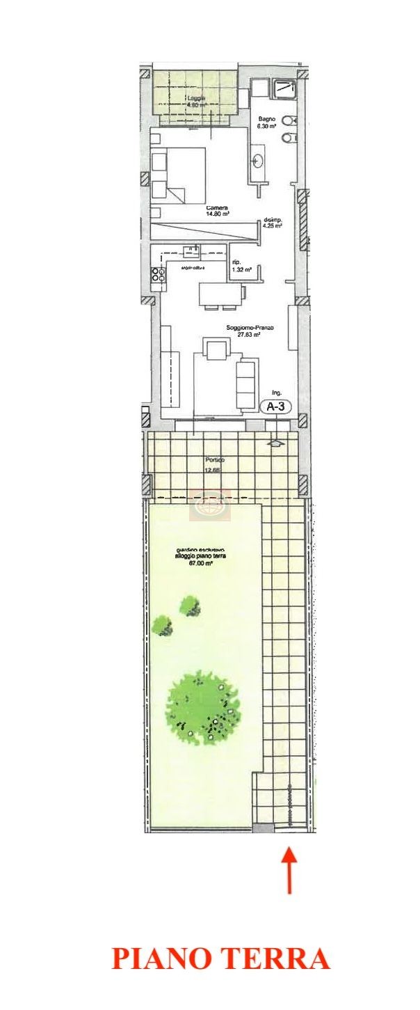 CESENA - S.Egidio (BC479a3): bilocale con ingr. indipendente, giardino, garage, cantina e p. auto.