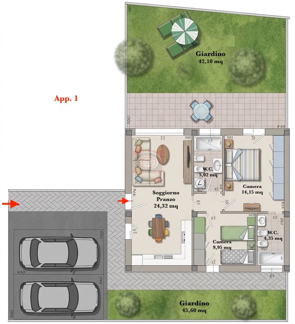 CERVIA - zona PINARELLA (TM177a1): NUOVO appartamento trilocale con INGRESSO INDIPENDENTE - GIARDINO PRIVATO - 2 POSTI AUTO