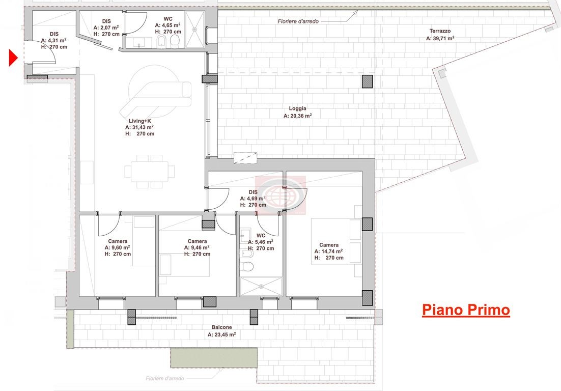 CESENA - Centro Urbano (AC690b): quadrilocale di pregio, ampio terrazzo, cantina, garage e posto auto.